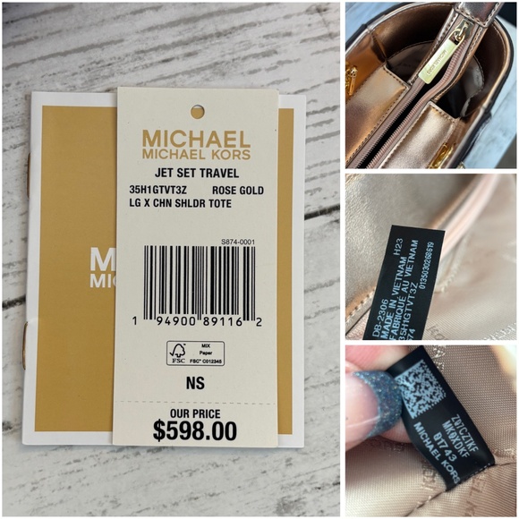 Michael Kors Women’s Jet Set Travel Large Chain Shoulder Tote - Picture 9 of 10